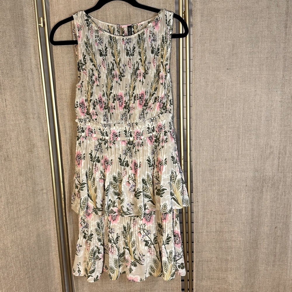 Tracy Reese XS Floral Sleeveless Dress - Cream and Pink